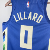 2023/24 Bucks LILLARD #0  Blue City Edition NBA Jerseys