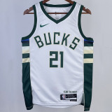 2023/24 Bucks HOLIDAY #21  White NBA Jerseys