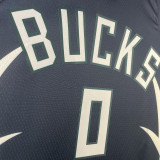 2023/24 Bucks LILLARD #0  Black NBA Jerseys