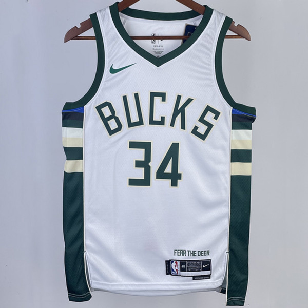 2023/24 Bucks ANTETOKOUNMPOL #34  White NBA Jerseys