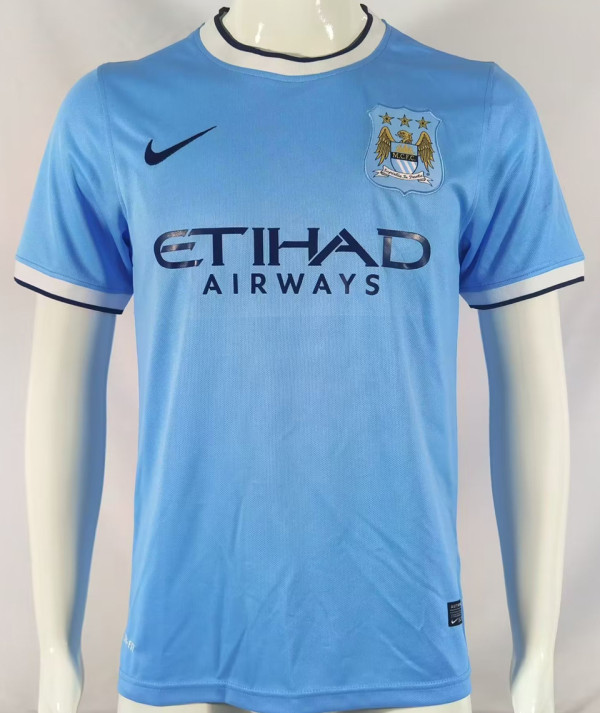 2013/14 Man City Home Blue Retro Soccer Jersey