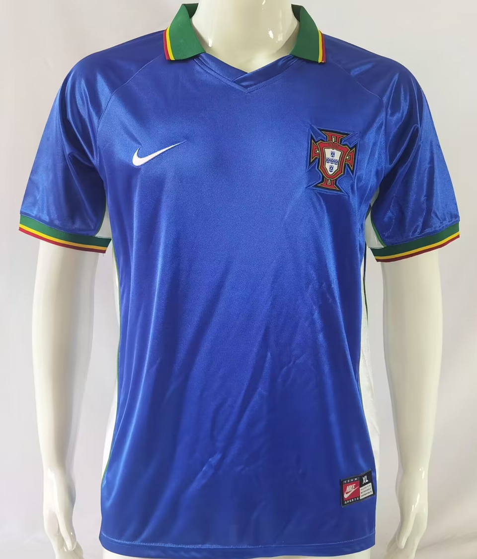 1998 Portugal Away Blue Retro Soccer Jersey
