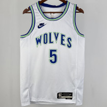 2023/24 Timberwolves EDWARDS #5 White Retro NBA Jerseys 热压