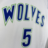 2023/24 Timberwolves EDWARDS #5 White Retro NBA Jerseys 热压