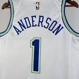 2023/24 Timberwolves ANDERSON #1 White Retro NBA Jerseys 热压