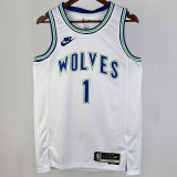 2023/24 Timberwolves ANDERSON #1 White Retro NBA Jerseys 热压