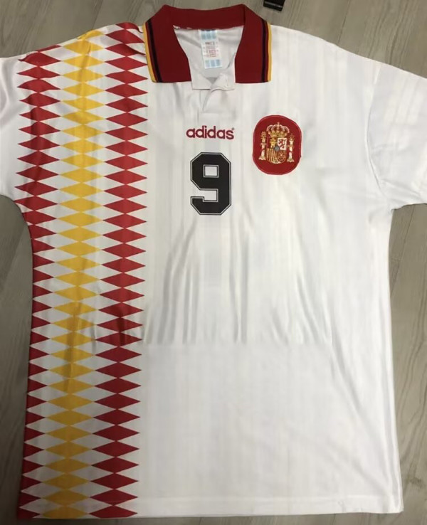 1994 Spain Away White Retro Soccer Jersey