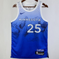 2023/24 Timberwolves ROSE # 25 Blue City Edition NBA Jerseys 热压