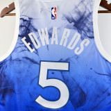 2023/24 Timberwolves EDWARDS #5 Blue City Edition NBA Jerseys 热压