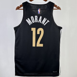 2023/24 Grizzlies Morant #12 Black City Edition NBA Jerseys Hot Pressed