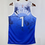 2023/24 Timberwolves ANDERSON #1 Blue City Edition NBA Jerseys 热压