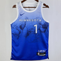 2023/24 Timberwolves ANDERSON #1 Blue City Edition NBA Jerseys 热压