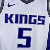 2023/24 Kings FOX #5 White NBA Jerseys 热压