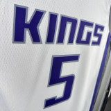 2023/24 Kings FOX #5 White NBA Jerseys 热压