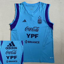 2024 Argentina Blue 3 Stars Vest Jersey 3星 背后有广告