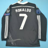 RONALDO # 7 RM Black Dragon Retro Long Sleeve Jersey 2014/15 (Have All Patch) (2014+10) 全套章 ★★