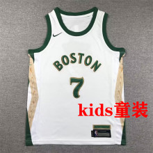 2023/24 Celtics BROWN #7  White Kids City Edition NBA Jerseys 刺绣