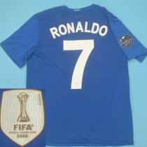 RONALDO #7 2008-09 M Utd Away Retro Jersey 欧冠字体 07/08球+2008世俱杯金章 ★★