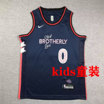 2023/24 76ers MAXEY #0 Sapphire Blue Kids City Edition NBA Jerseys 刺绣