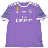 RONALDO # 7 RM Purple UCL FINAL CARDIFF 2017 Retro Jersey 2016/17 (Have All Patch) (2016+11) 全套章 +2017胸前小字 ★★