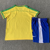 1998 Brazil Home Yellow Retro Kids Soccer Jersey