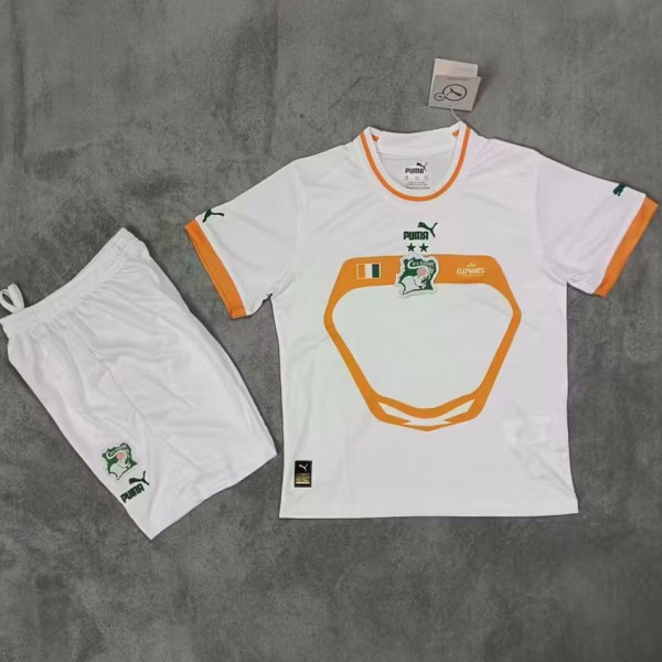 2023 Ivory Coast Away White Kids Soccer Jersey