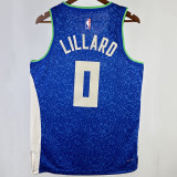 2023/24 Bucks LILLARD #0  Blue City Edition NBA Jerseys