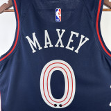 2023/24 76ers MAXEY #0 Sapphire Blue City Edition NBA Jerseys 热压