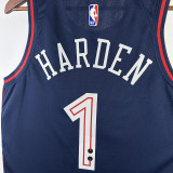 2023/24 76ers HARDEN #1 Sapphire Blue City Edition NBA Jerseys 热压