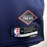 2023/24 76ers MAXEY #0 Sapphire Blue City Edition NBA Jerseys 热压