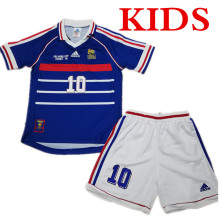 1998 France Home Blue Kids Retro Soccer Jersey