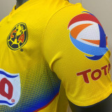 2013/14 Club America Home Yellow Retro Soccer Jersey