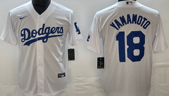 LA Dodgers #18 YAMAMOTO White Baseball Jersey