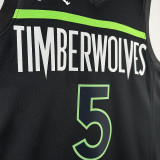 2024 Timberwolves EDWARDS #5 Black  NBA Jerseys 热压