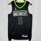 2024 Timberwolves EDWARDS #5 Black  NBA Jerseys 热压