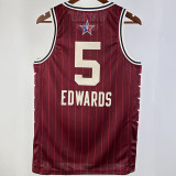 2024 ALL-STAR EDWARDS #5 Red NBA Jerseys