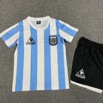 1986 Argentina Home Retro Kids Soccer Jersey