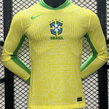 2024/25 Brazil Home Yellow Player Version Long Sleeve Jersey