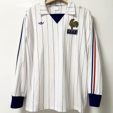 1980/82 France Away White Retro Long Sleeve Jersey