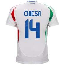 CHIESA #14 Italy 1:1 Quality Away White Fans Jersey 2024/25 ★★