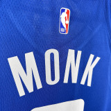 2024 Kings MONK #0 Blue City Edition NBA Jerseys 热压