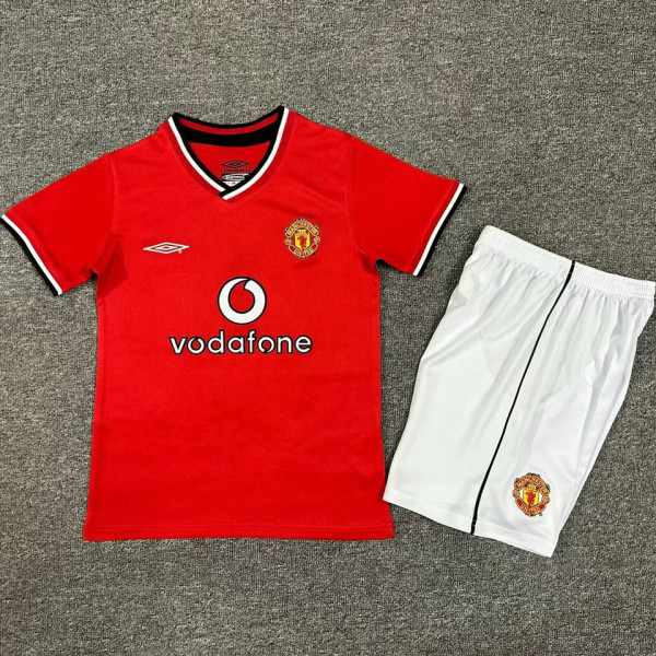 2000/02 M Utd Home Red Retro Kids Soccer Jersey