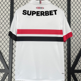 2024/25 Sao Paulo 1:1 Home White Fans Soccer Jersey  (All Sponsor 全广告)