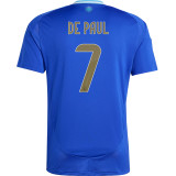 DE PAUL # 7 Argentina 1:1 Quality Away Blue Fans Soccer Jersey 2024/25 ★★