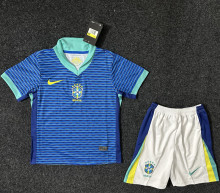 2024/25 Brazil Away Blue Kids Soccer Jersey