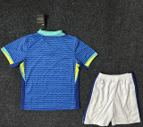 2024/25 Brazil Away Blue Kids Soccer Jersey