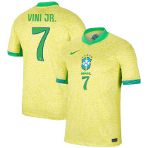 VINI JR． #7 Brazil 1:1 Quality Home Yellow Fans Jersey 2024/25 ★★