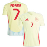 MORATA #7 Spain 1:1 Quality Away Yellow Fans Jersey  2024/25 ★★