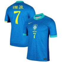 VINI JR． #7 Brazil 1:1 Quality Away Blue Fans Jersey 2024/25 ★★