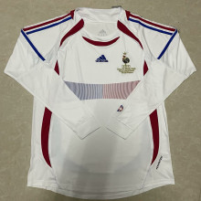 2006 France Away White Retro Long Sleeve Soccer Jersey